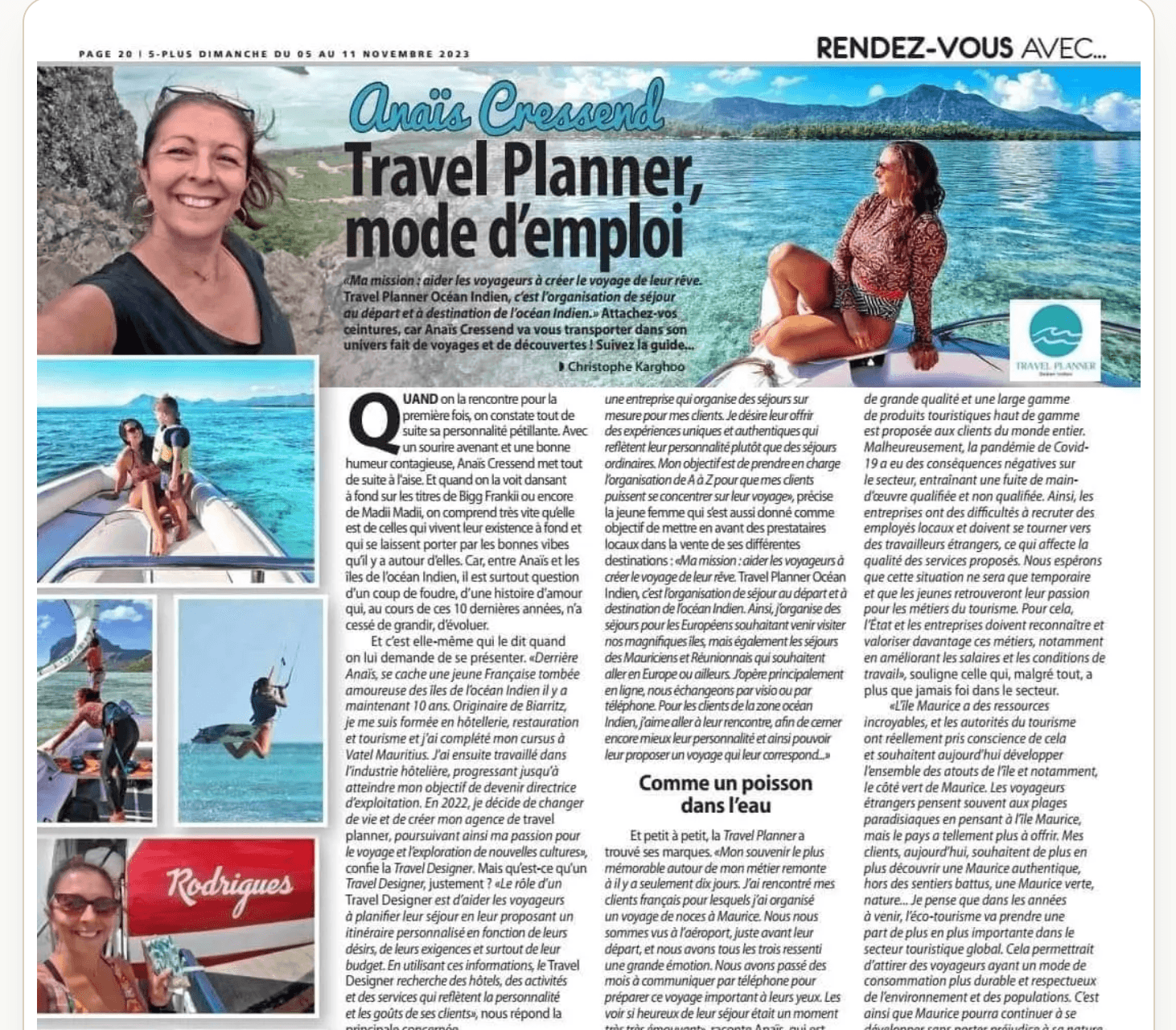Dans la presse : 5-Plus Dimanche raconte Travel Planner Océan Indien