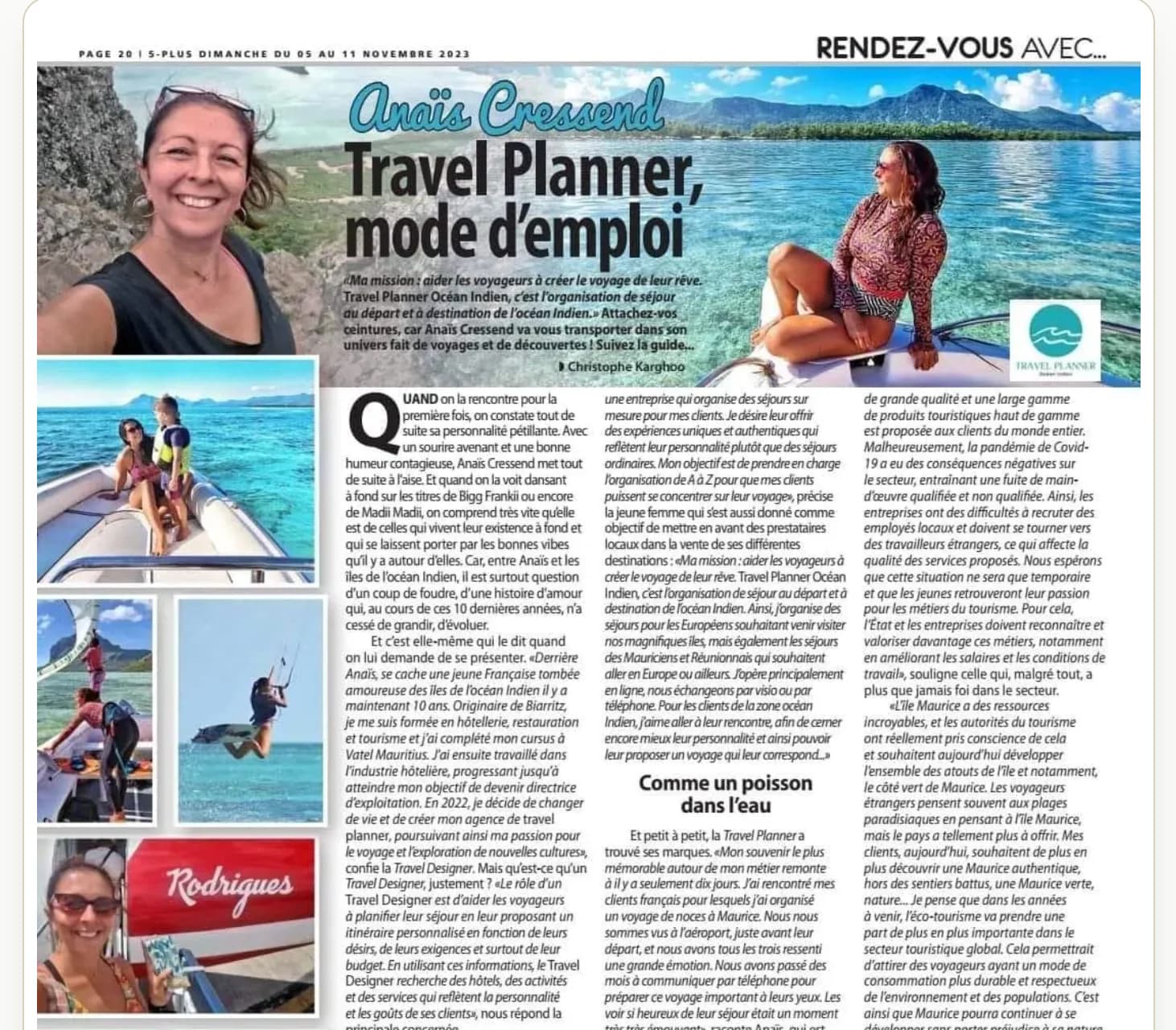 Dans la presse : 5-Plus Dimanche raconte Travel Planner Océan Indien